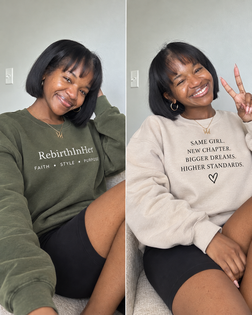 RebirthInHer Signature Crewneck — Coming Soon 🍂