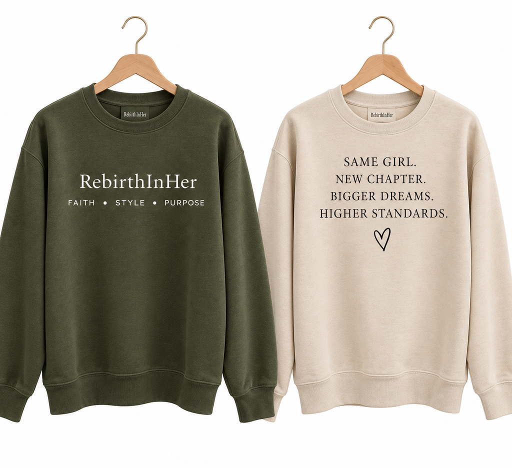RebirthInHer Signature Crewneck — Coming Soon 🍂